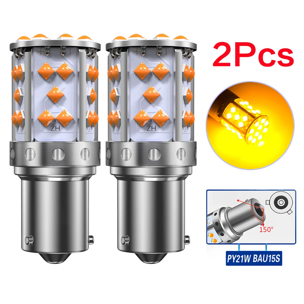 PY21W / 1156 / T20 LED Turn Signal Bulb — 3030 Chip Amber