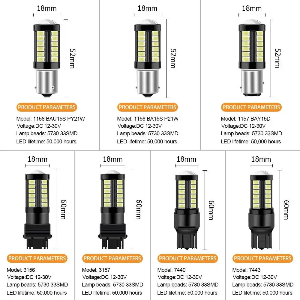P21W / P21-5W / 1156 / 1157 LED Bulb — 33SMD 7000K CANBUS