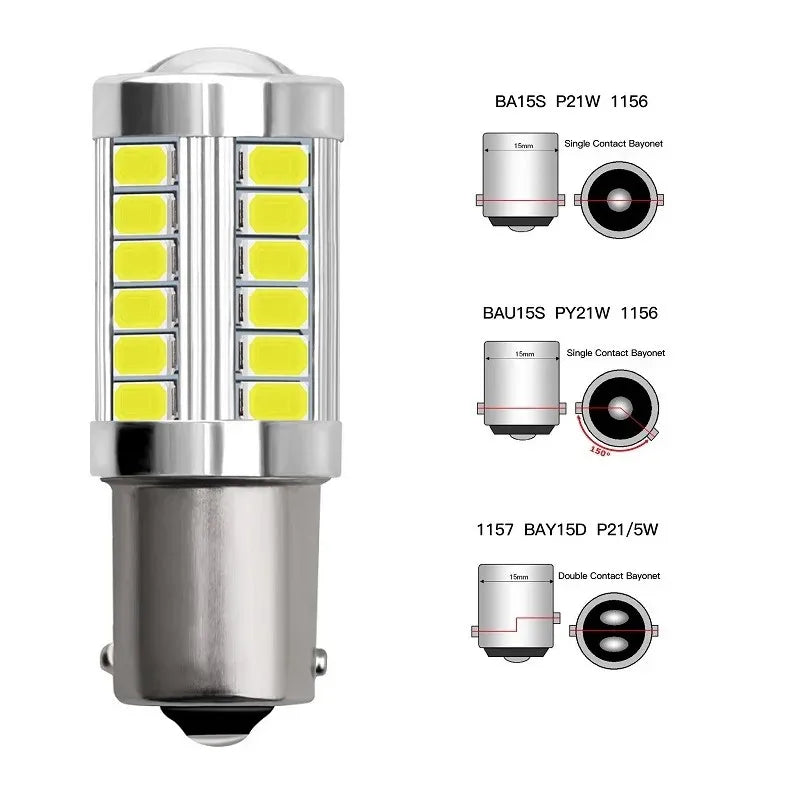 P21W / P21-5W / 1156 / 1157 LED Bulb — 33SMD 7000K CANBUS