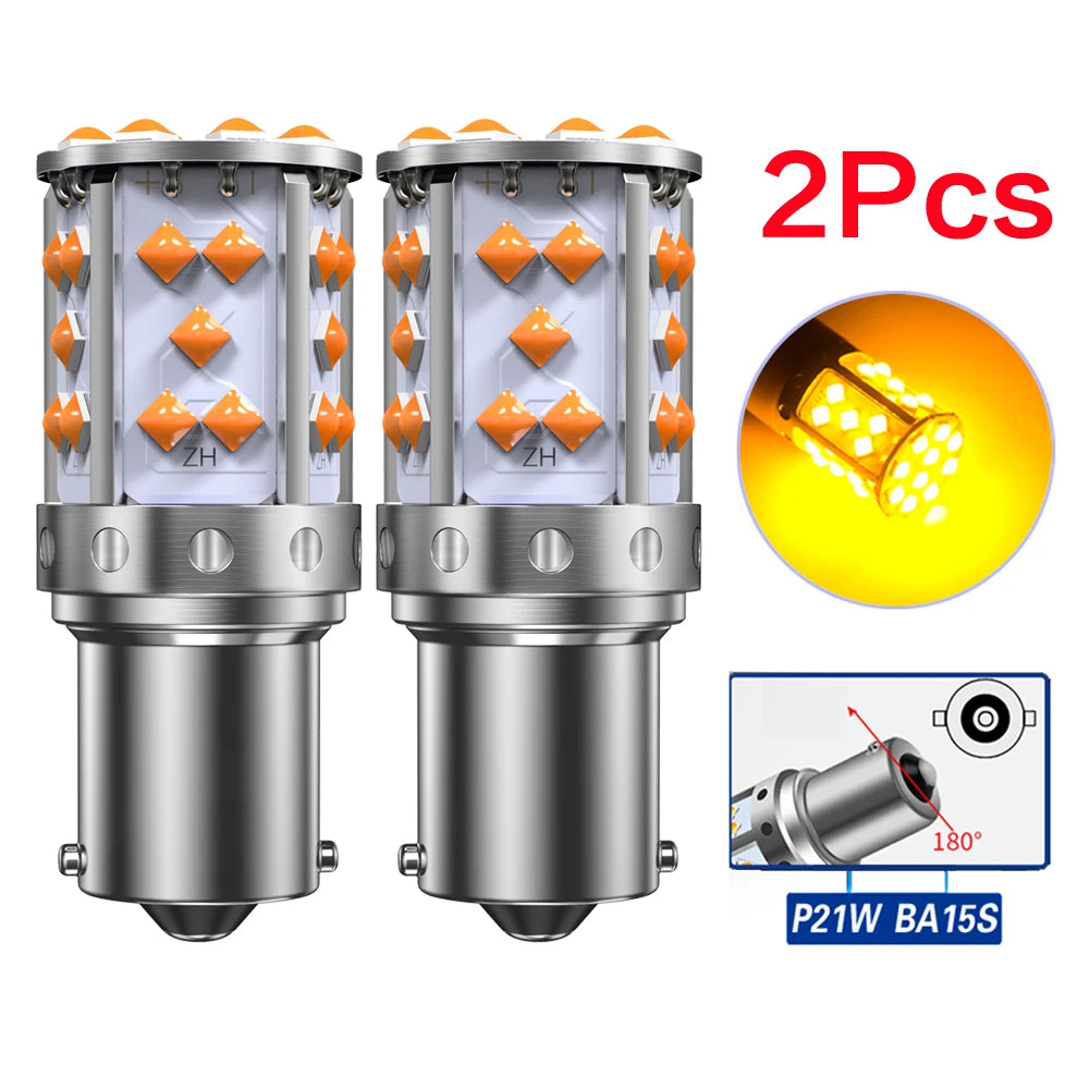 PY21W / 1156 / T20 LED Turn Signal Bulb — 3030 Chip Amber