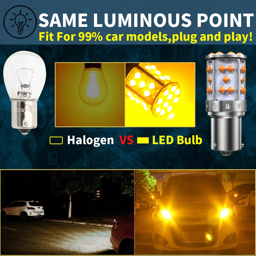 PY21W / 1156 / T20 LED Turn Signal Bulb — 3030 Chip Amber