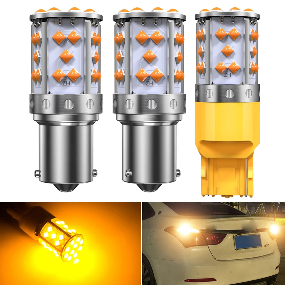 PY21W / 1156 / T20 LED Turn Signal Bulb — 3030 Chip Amber
