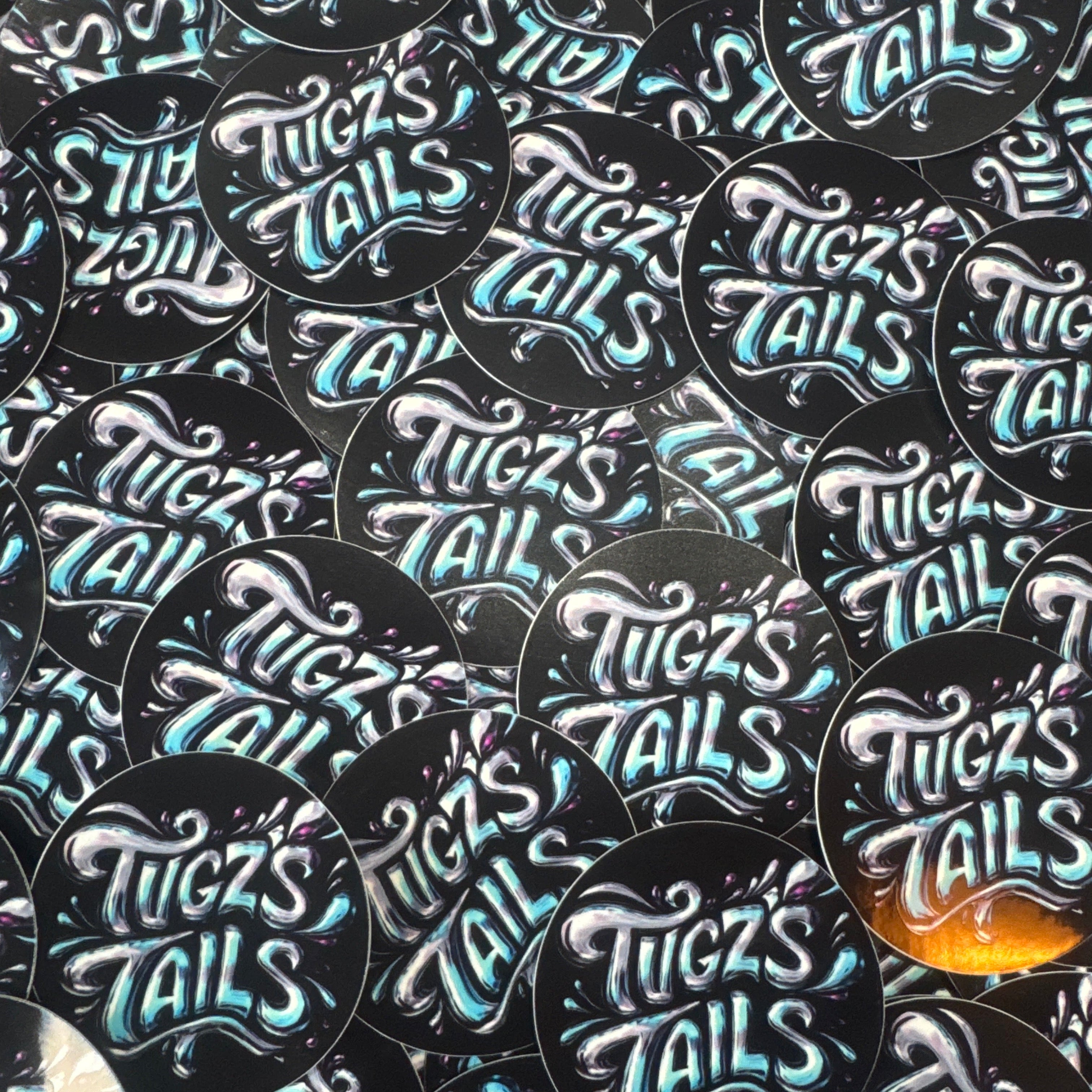 Tugz’s Tails Round Logo Sticker
