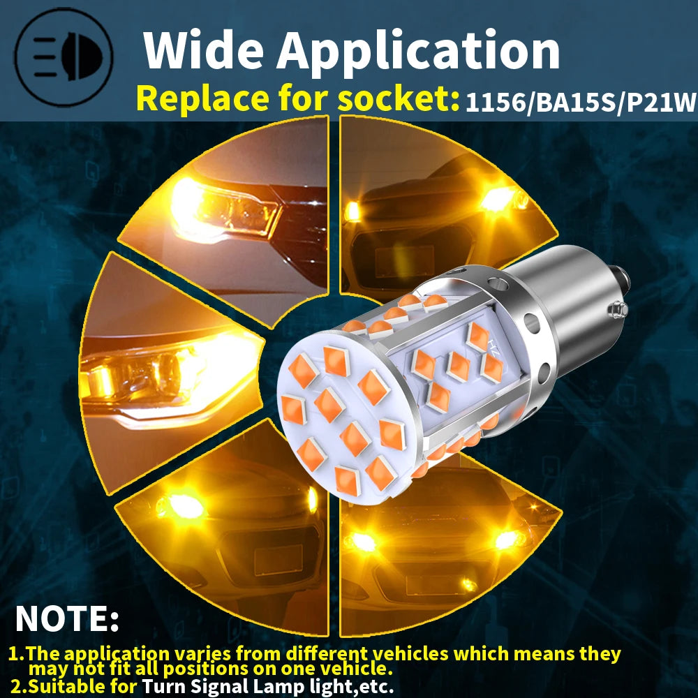 PY21W / 1156 / T20 LED Turn Signal Bulb — 3030 Chip Amber