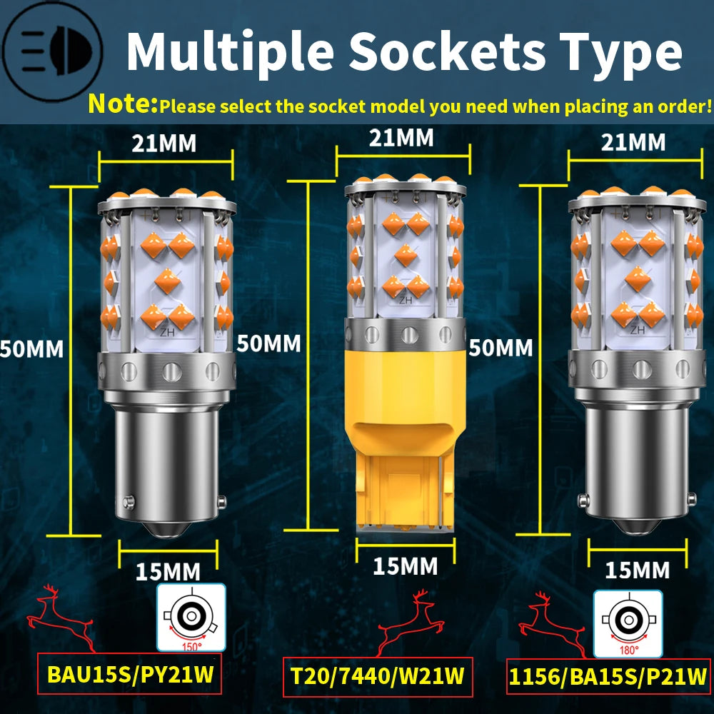 PY21W / 1156 / T20 LED Turn Signal Bulb — 3030 Chip Amber
