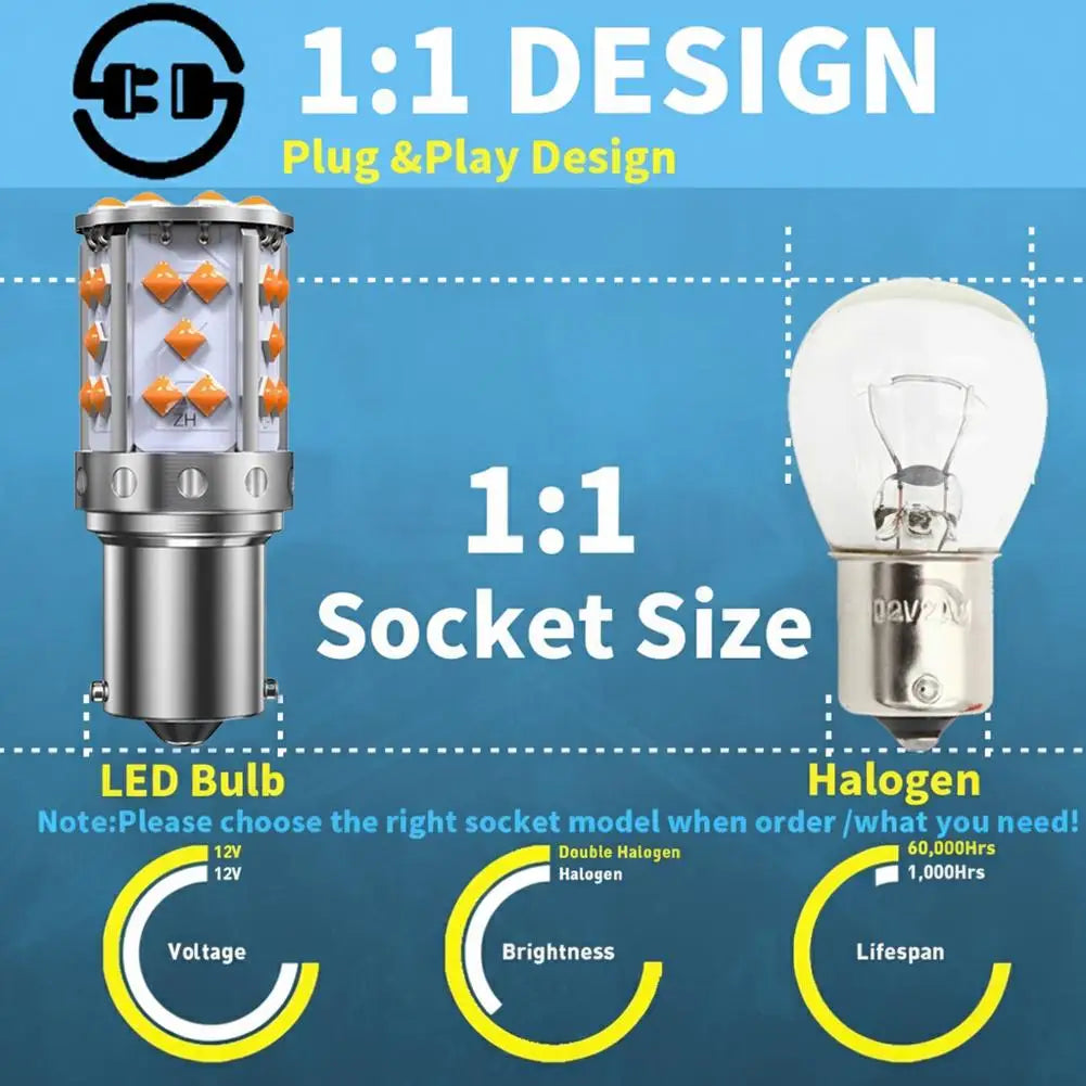 PY21W BAU15S 7507 LED Turn Signal Bulb — 35SMD Amber